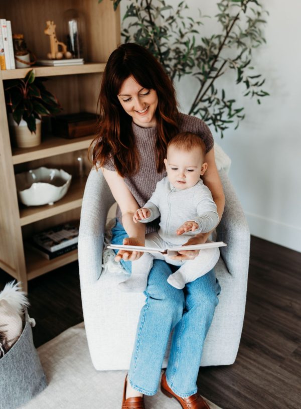 Mom reading to toddler