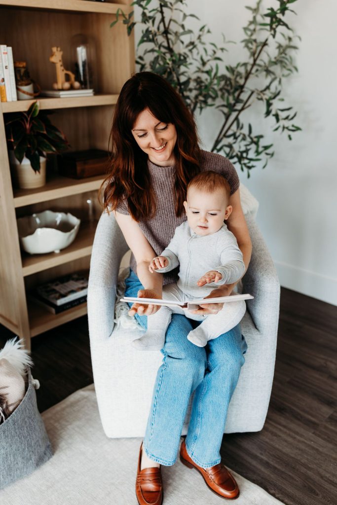 Mom reading to toddler